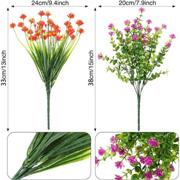 Artificial Flowers Outdoor UV Resistant Faux Plants Shrubs for Home Decor Set - Picture 3 of 7